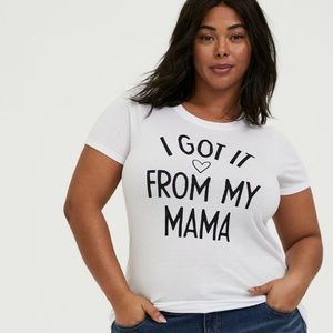 Got It From My Mama White Slim Fit Crew Tee (#072)